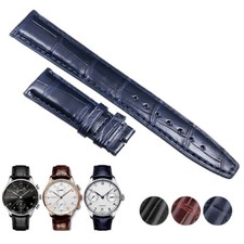 Bracelet Bleu pour IWC Portofino, Portugieser en Cuir de Crocodile Véritable