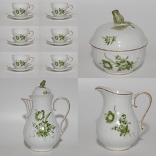 Précieux Vintage Service de Thé 'Porcelaine Allemande KAISER Bouquet Fleurs Vert