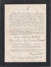 1895 Faire-part décès Mme Pierre TIRARD née Adélaïde HÉBERT - Paris - Angers.