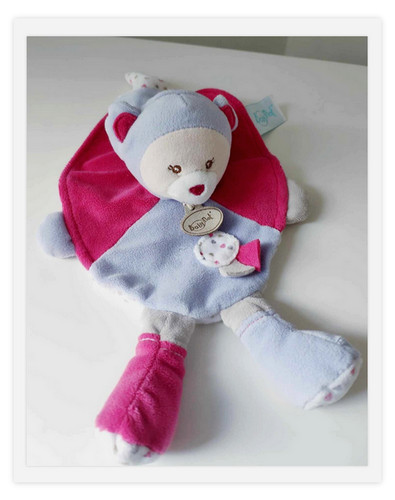 Doudou plat rond capucine ours - plat,