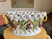 Émile Tessier, Grande Jardinière En Faïence De Malicorne Tressée 