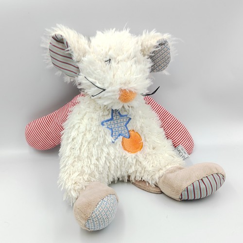 Doudou souris blanche bleu