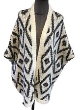 Très Beau Grand Gilet Laine Noir Et Blanc Zapa Taille Unique 