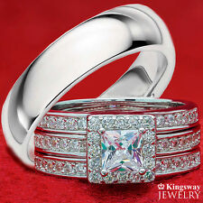 His & Hers 4pc Halo Silver &