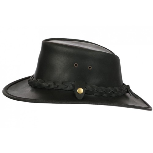 Chapeau cuir noir australien - cuir,