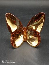 Superbe Papillon Porte bonheur en Cristal De BACCARAT Doré Or , signé .