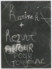 TRA009 Photo Originale Vintage Anonyme Graffiti Tableau noir craie amour