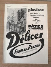 Publicité 1931 Pâtes alimentaires Délices Erel/Chauffe eau cumulus Sauter 2862