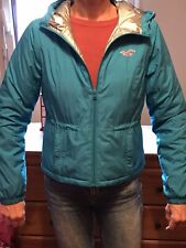 Parka Hollister Bleu Turquoise Argenté Taille M Tbe