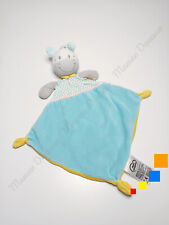 Doudou Plat/Mouchoir Âne/Cheval Bleu Blanc Jaune Gris Triangles - Mots D'enfants