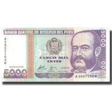 [#576007] Billet, Pérou, 5000 Intis, 1988, 1988-06-28, KM:137, ONCE