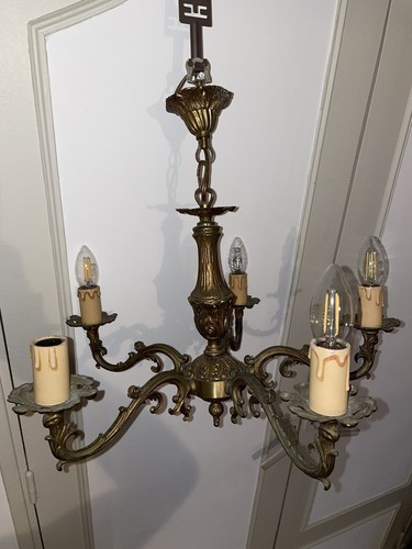 Lustre ancien bronze et - lustre,