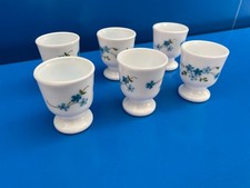 ARCOPAL * VERONICA * 6 coquetiers diam 4,5 cm haut 6 cm myosotis fleur bleue TBE