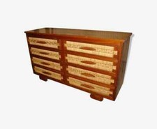Commode en acajou et paillage