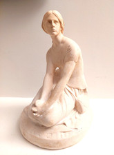 Statue Plâtre Pierre Composite JEANNE D'ARC écoutant les voies Selon Henri CHAPU