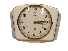 50er 60er Horloge Murale Diehl Cuisine Mécanique Céramique Mid Century 50s 60s
