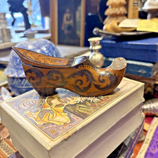 tabatiere blague a tabac charles x en bois de loupe  soulier chaussure boite