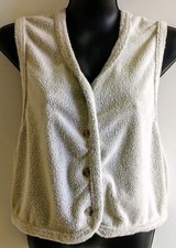 Columbia Women’s XL Vest 5 Button Fleece Cotton Poly Bone Color VERY LOVELY EUC