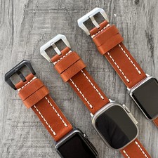 Pour Apple Watch ULTRA 1 2 49mm 45mm 44mm Épais Foncé Orange Cuir Montre Bande