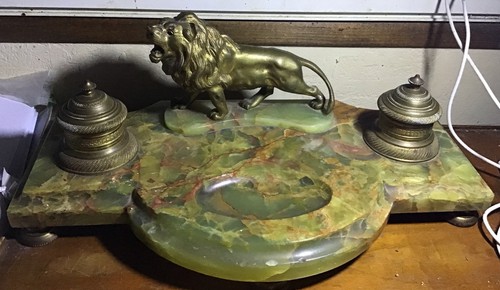 Bel encrier lion bronze et - bel,