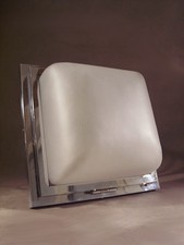 Plafonnier art déco moderniste en laiton chromé et verre dépoli