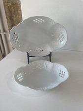 2 RAVIER COUPELLE PORCELAINE BLANCHE AJOURÉ COLLECTION SHABBY DECO PÂTISSERIE