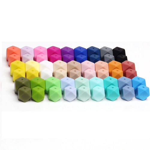 Perle silicone hexagone 17mm - perle,