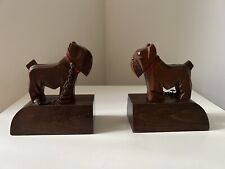 Paire Serres livres en bois chien scottish terrier 1950