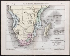 1866 - Afrique du sud ou australe - Carte géographique ancienne de Périgot