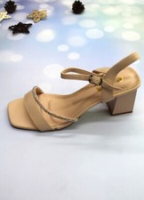 chaussure nu-pieds gros talon Nude bride à strass bout carré Taille 41 Soirée 