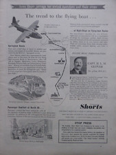 11/1948 PUB SHORT SOLENT FLYING BOAT CAPTAIN GLOVER BOAC SPRINGBOK ROUTE AD