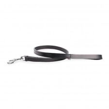 laisse en cuir double 100 cm noir large 2.5 cm