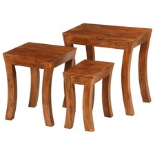 Table Gigogne 3pcs Bois Massif