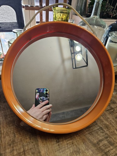 Miroir rond vintage orange - ​miroir,
