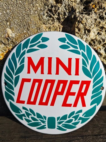 Plaque émaillée mini cooper - plaque,