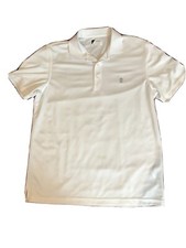Mens Izod Golf Fitting Stretch Athletic White Golf Polo Shirt 1/4 Zip Medium R