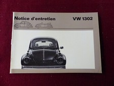 livret : notice entretien  VOLKSWAGEN 1302 cox coccinelle  / 1971 en français