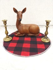 SOLID WOOD CARVED DEER &