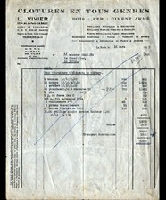 LA BAULE (44) CLOTURES / BOIS FER CIMENT "L. VIVIER" Facture en 1955