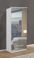 Armoire "Optima" Avec Miroir 90 Cm Blanche 2 Portes