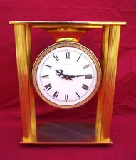 HOUR LAVIGNE Paris France Columns 8 Days Mantle Clock Gilt Brass 1950's Signed