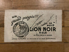 Ancien buvard publicitaire cirage La boîte Lion Noir à clé