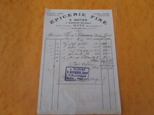 Commerce Epicerie Fine Vins liqueurs A. WATIER ( V. GUERQUIN) METZ 1923