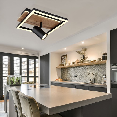 Plafonnier bois lampe led - bois,