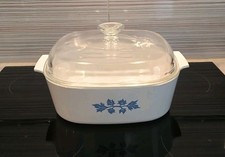 Ancienne cocotte, plat carré PYROFLAM PA5, 3,8L avec couvercle en verre.