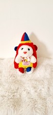 Peluche vintage Tartine et Chocolat clown 20 cm rouge bleu jaune | Doudou...