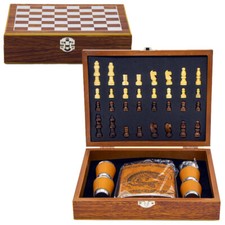 Jeux d'échecs en bois/ Flasque à alcool russe inox / Coffret cadeau pour pêcheur