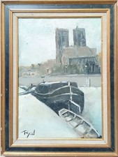 huile sur toile -Péniches   - signée  PAYROL " "