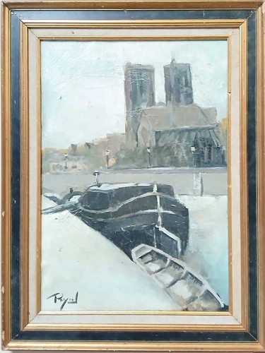 Huile sur toile - -péniches,