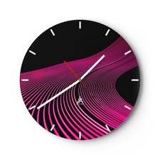 Horloge murale en verre 40x40cm Silencieuse Lignes Moderne Néon Wall Clock